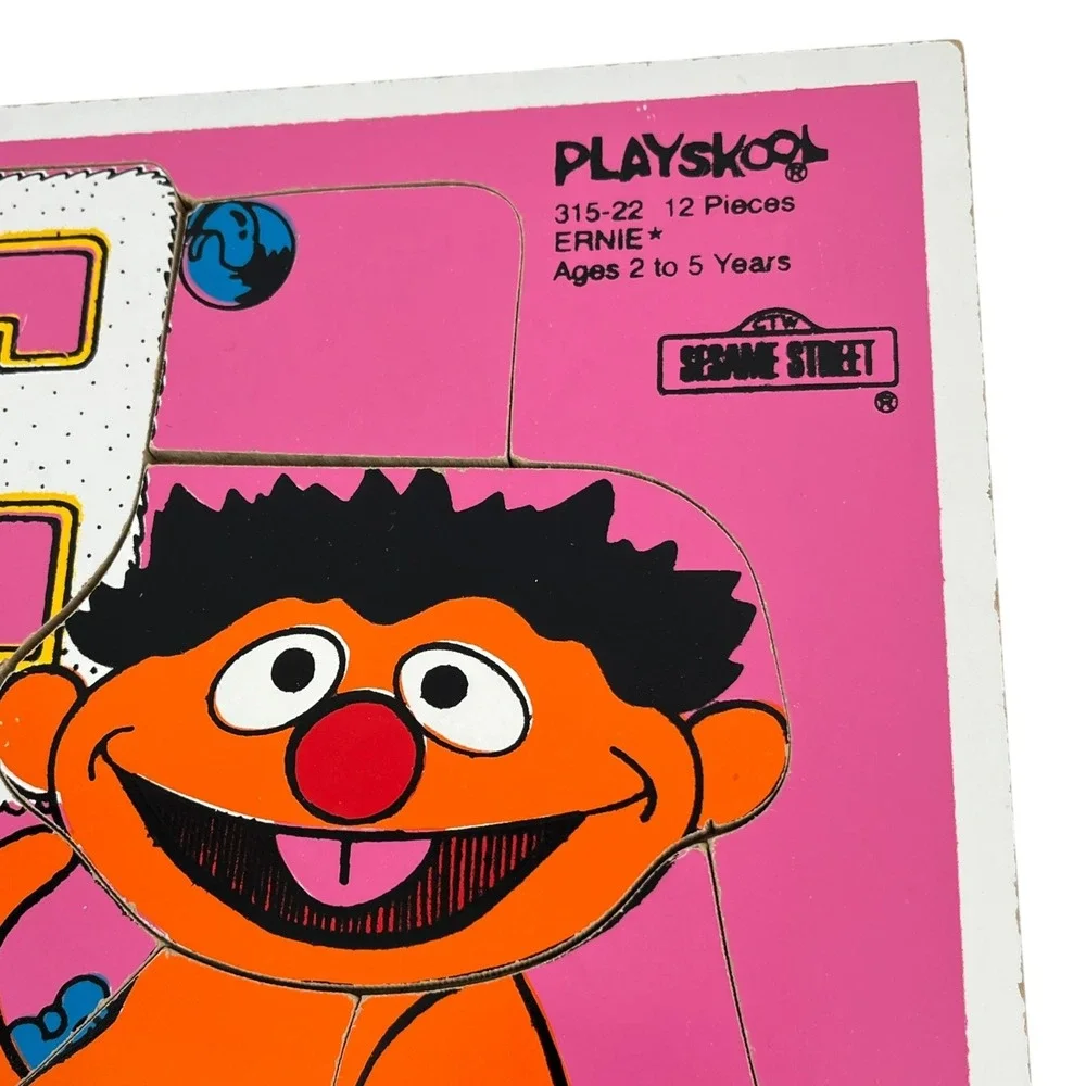 Vintage 1979 Playskool Sesame Street Ernie Wood Tray Puzzle 12 Piece Toy 31522